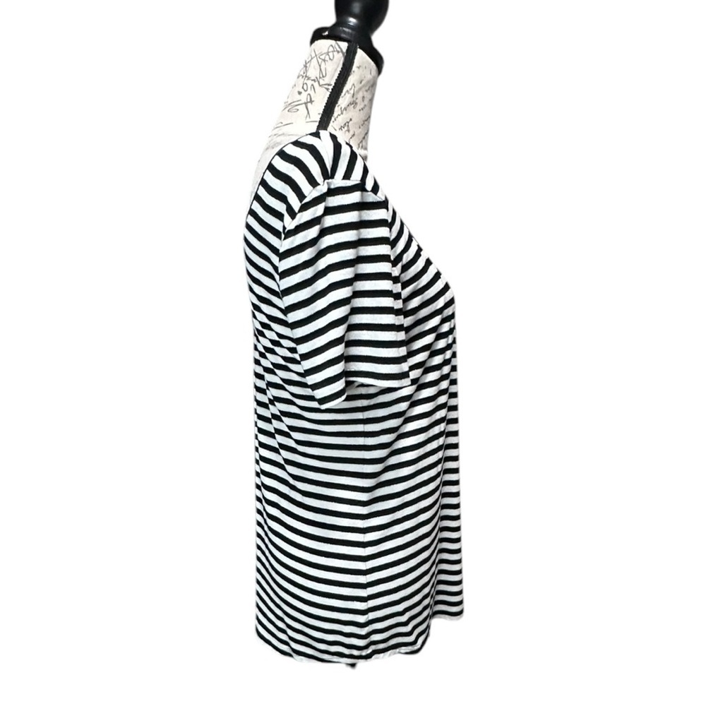 WHBM Black & White Stripe with Silver Thread Short Sleeve T-shirt Size Medium - Picture 2 of 6